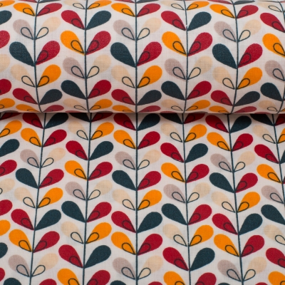 Beschichtete Baumwolle "Luna" Blüten Blätter bunt